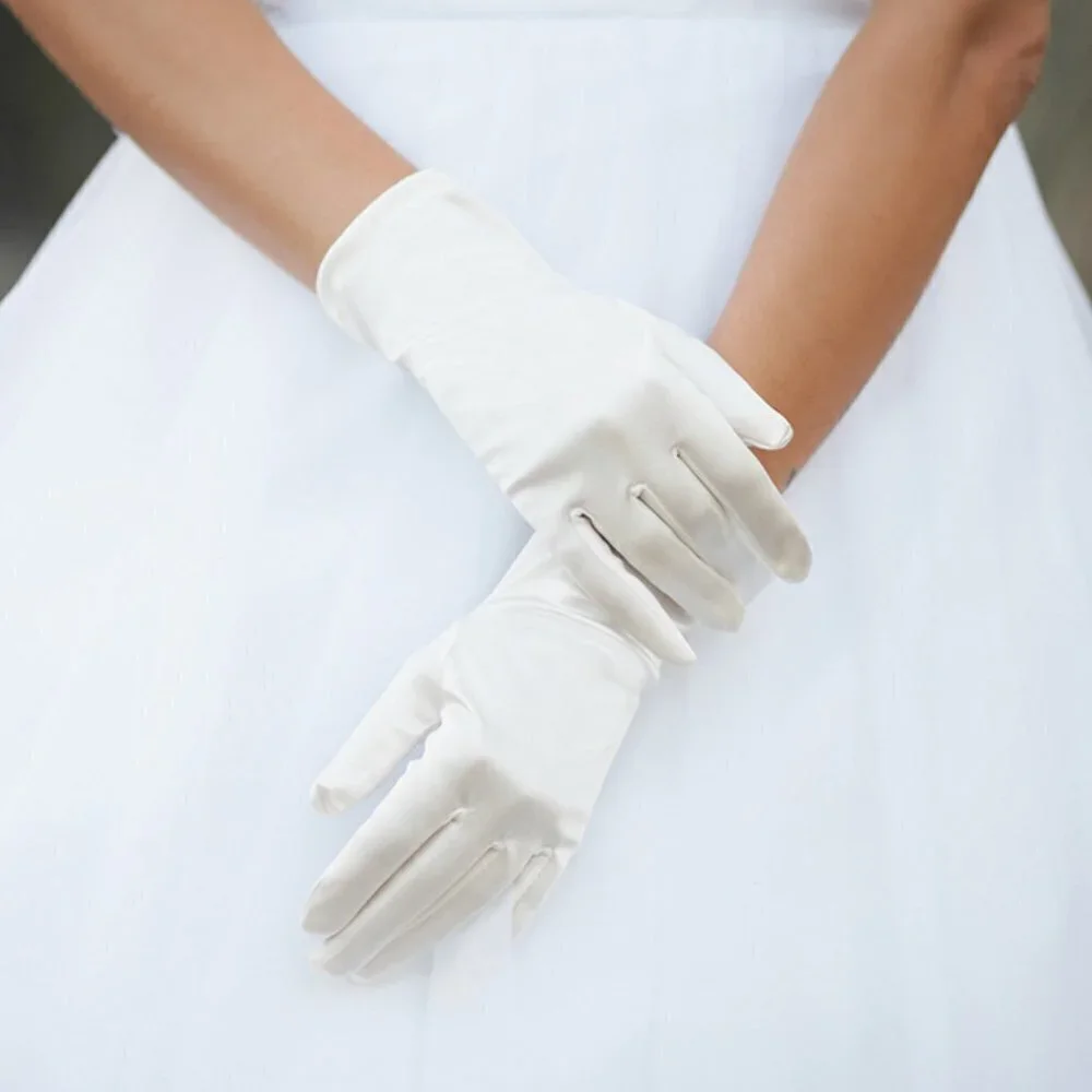 NEW Ivory Satin Gloves Bridal Dressy Fashio